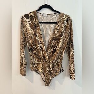 Jasmine Snakeskin VNeck Animal Print Bodysuit Size Medium